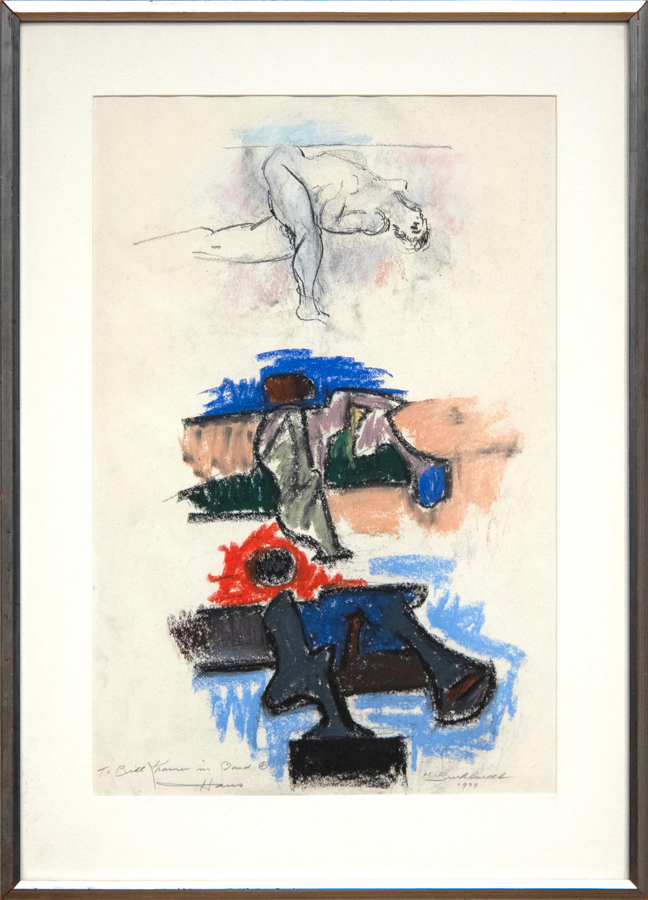 Senza titolo (Studio di figura astratta) - Painting di Hans Burkhardt