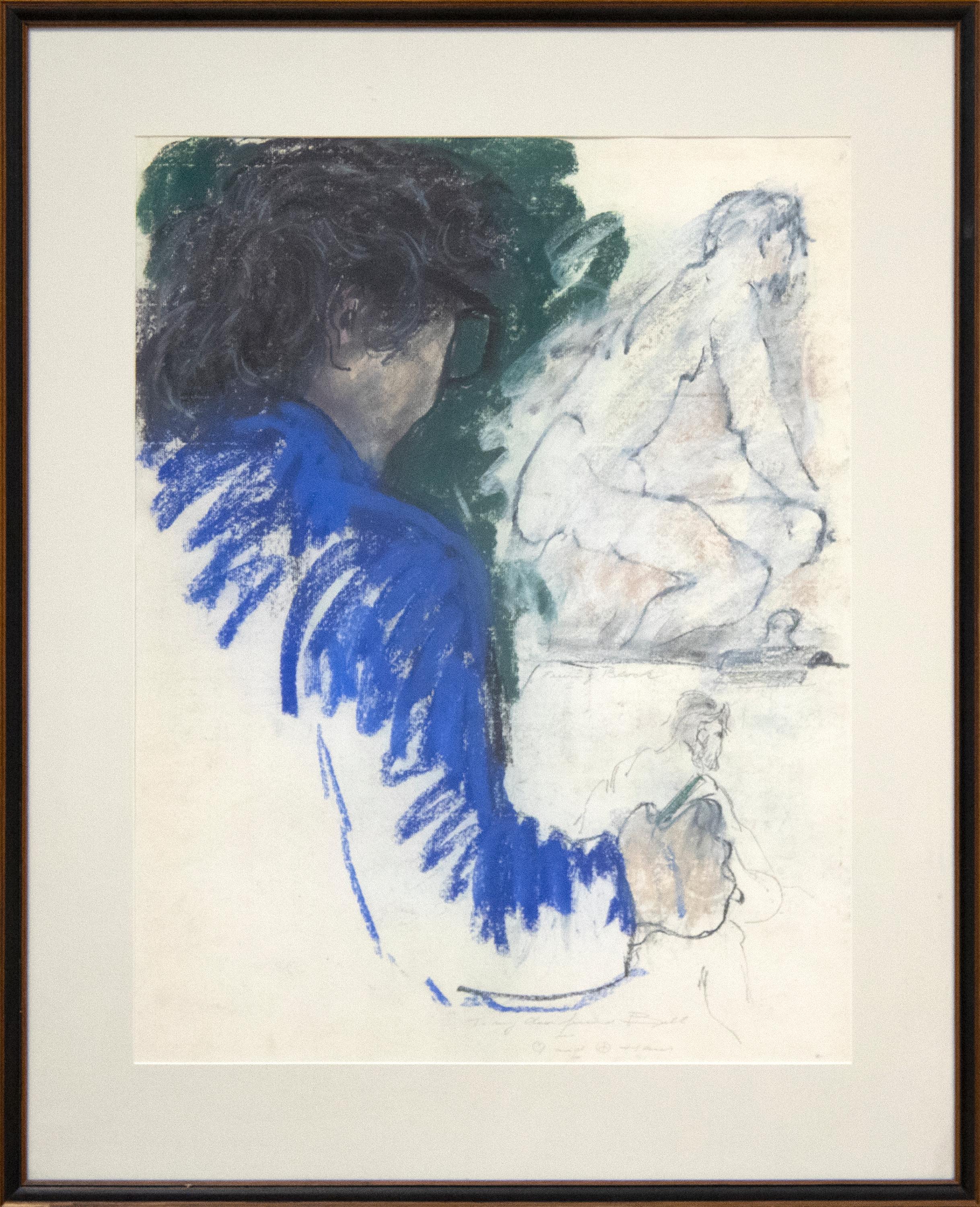 Sin título, retrato de artista en el estudio - Painting de Hans Burkhardt