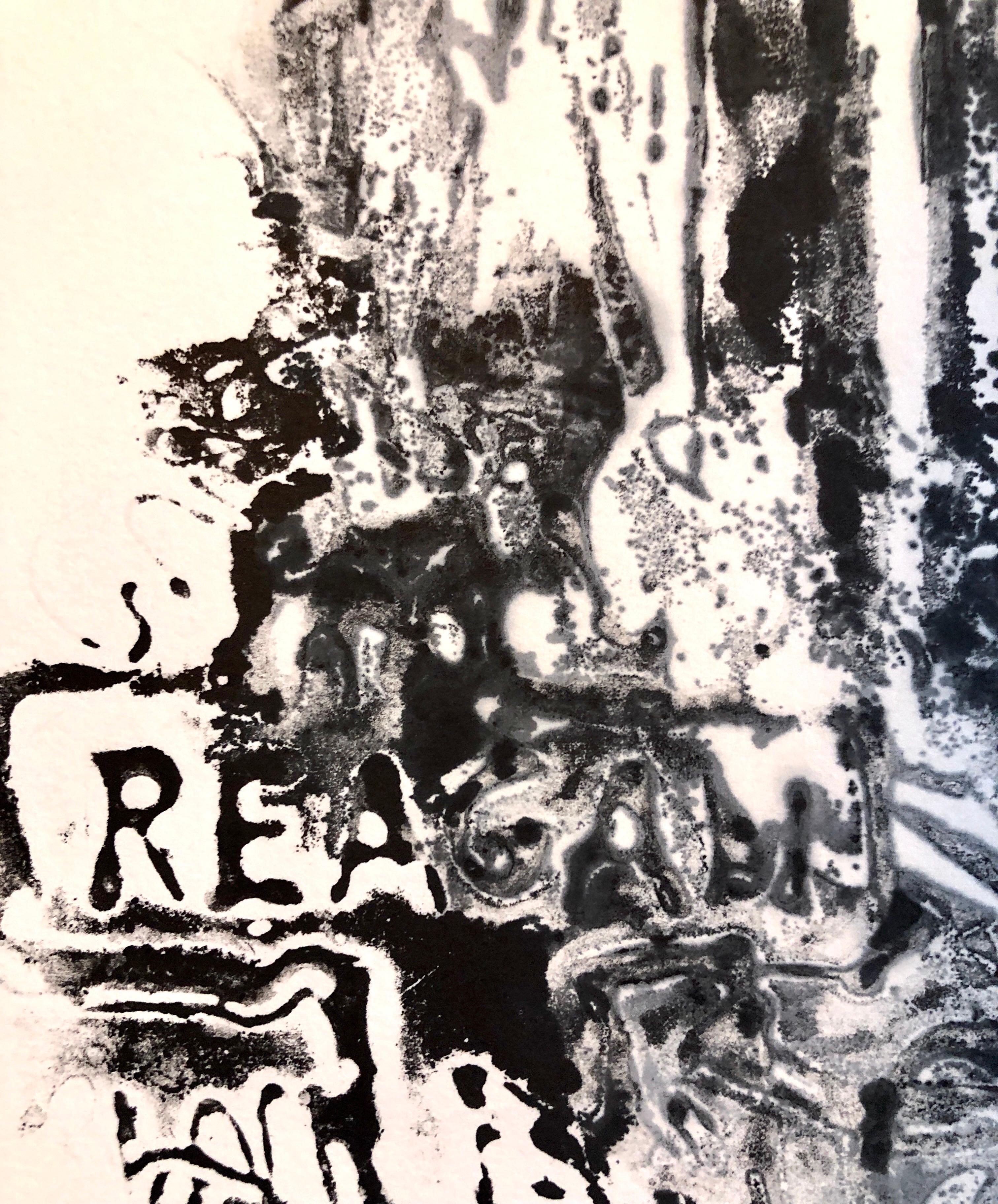 California Expresionista Abstracto Litografía Linograbada Ronald Reagan Arte Político - Print de Hans Burkhardt