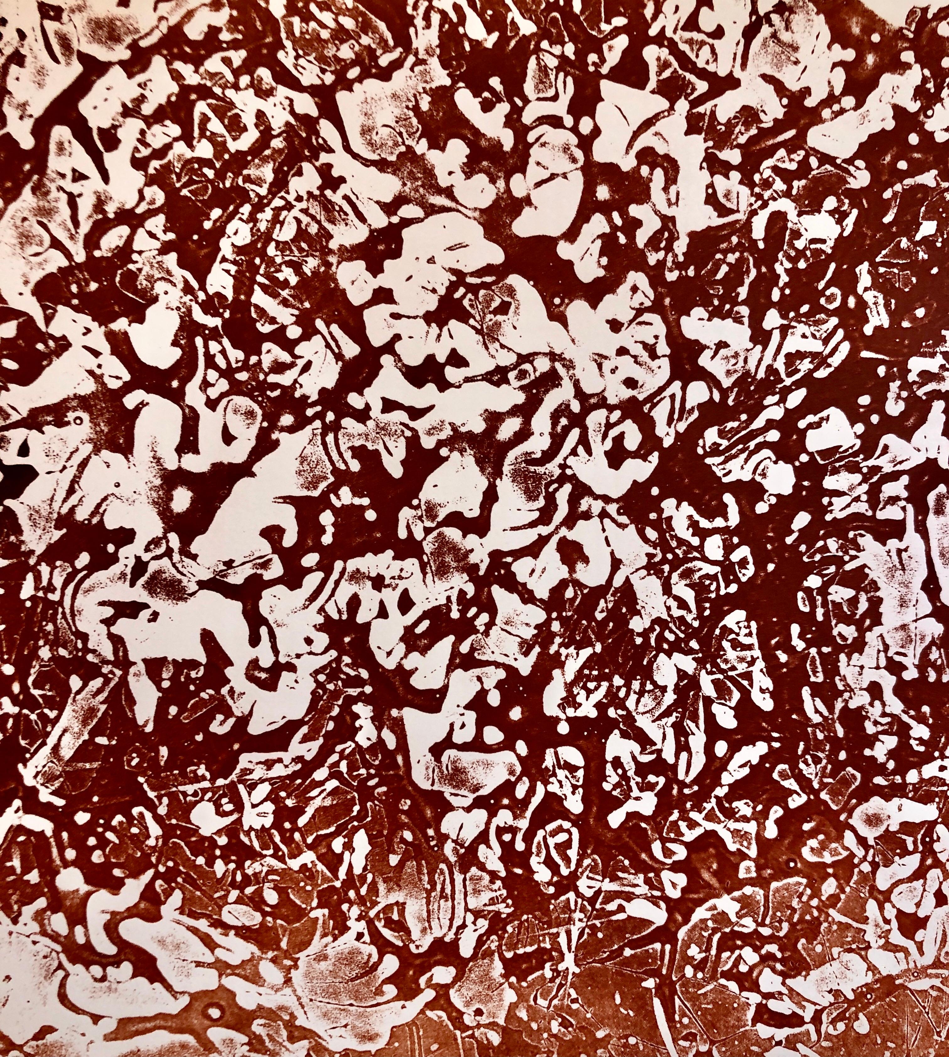  Senza titolo, 1983, litografia stampata con inchiostro seppia, 
Firmato a mano e datato in basso a destra, numerato a matita con il segno del morso dell'artista in basso a sinistra, con iscrizione 
dall'artista. Da una serie di linoleografie