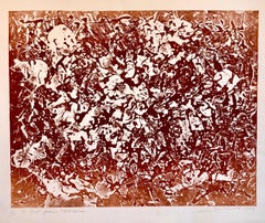 Retro California Abstract Expressionist Linocut Lithograph Sepia Print Edition of 6