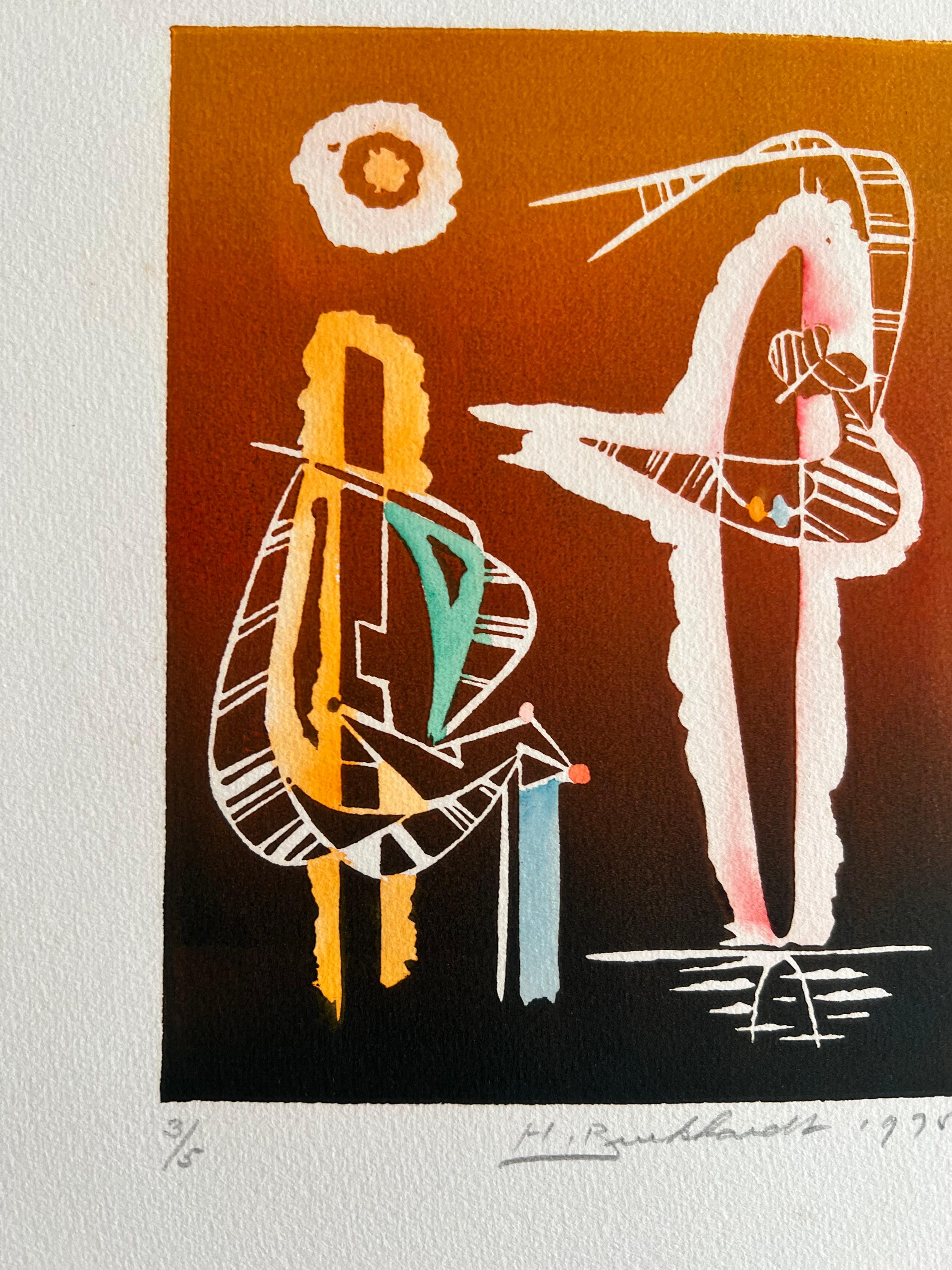 Litografia senza titolo di Hans Burkhardt in vendita 3