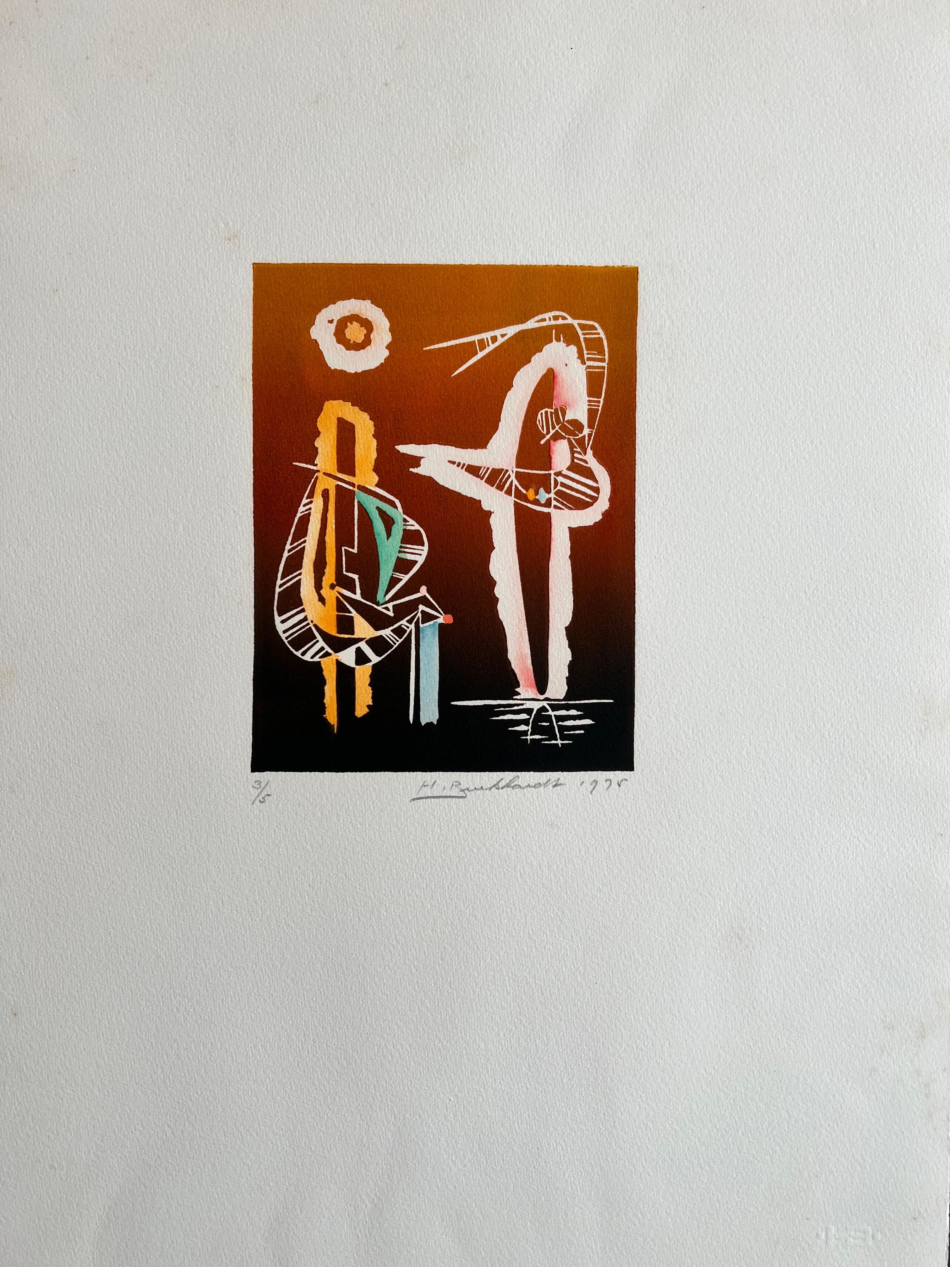 Litografia senza titolo di Hans Burkhardt