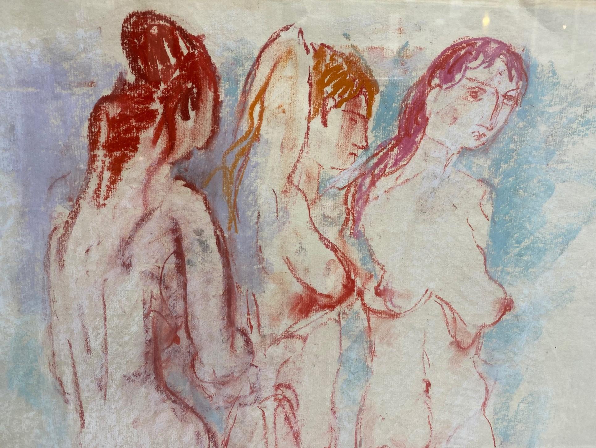 Peint à la main Peinture originale de nus de l'époque médiévale de Californie signée Hans Burkhardt en vente