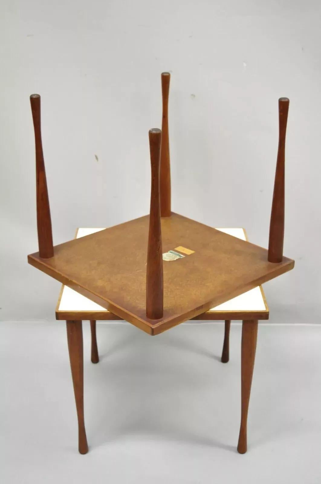 Hans C Andersen Danish Mid Century Modern Teak & Formica Snack Side Table - Pair For Sale 3