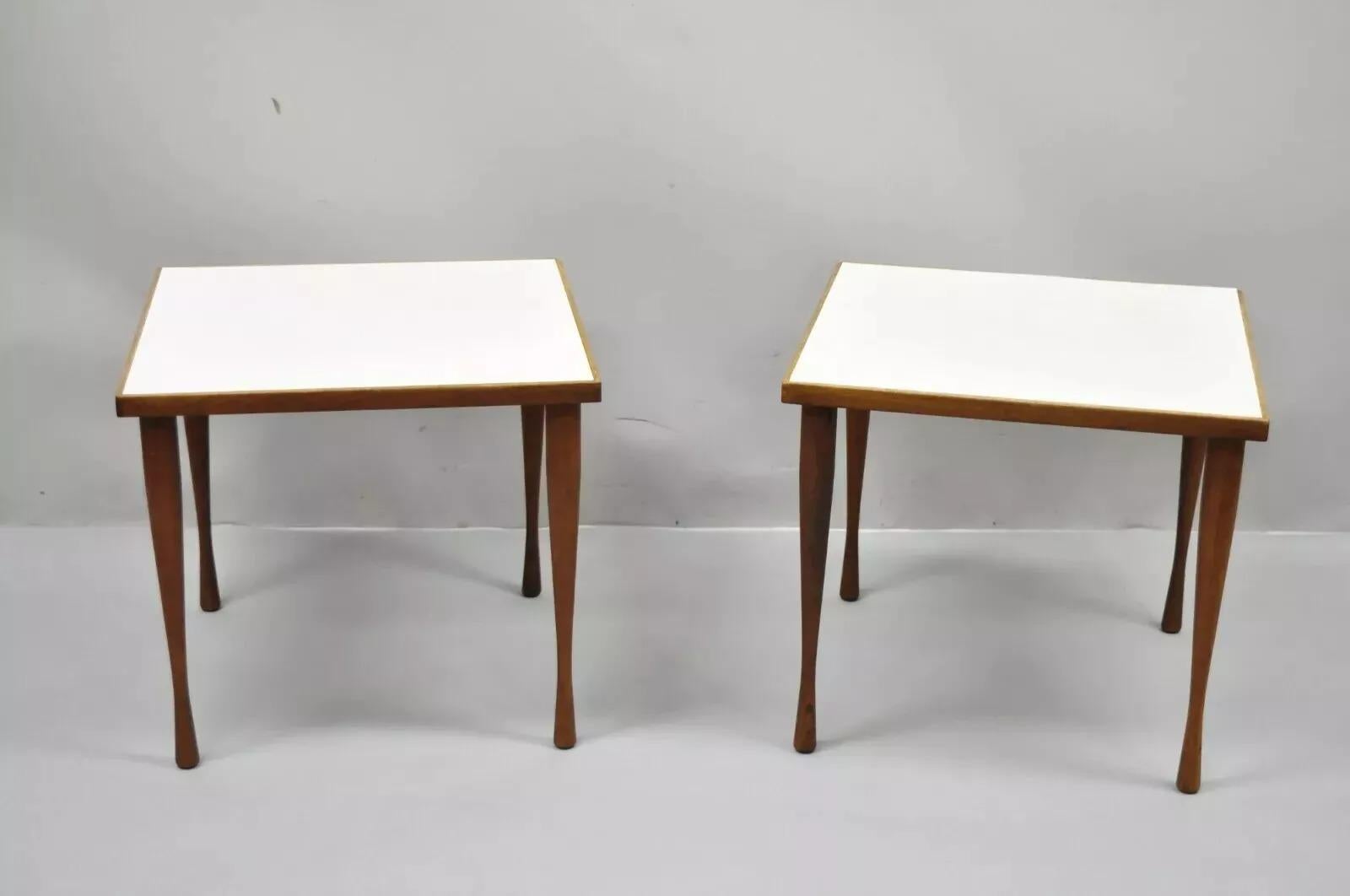 Hans C Andersen Danish Mid Century Modern Teak & Formica Snack Side Table - Pair For Sale 5