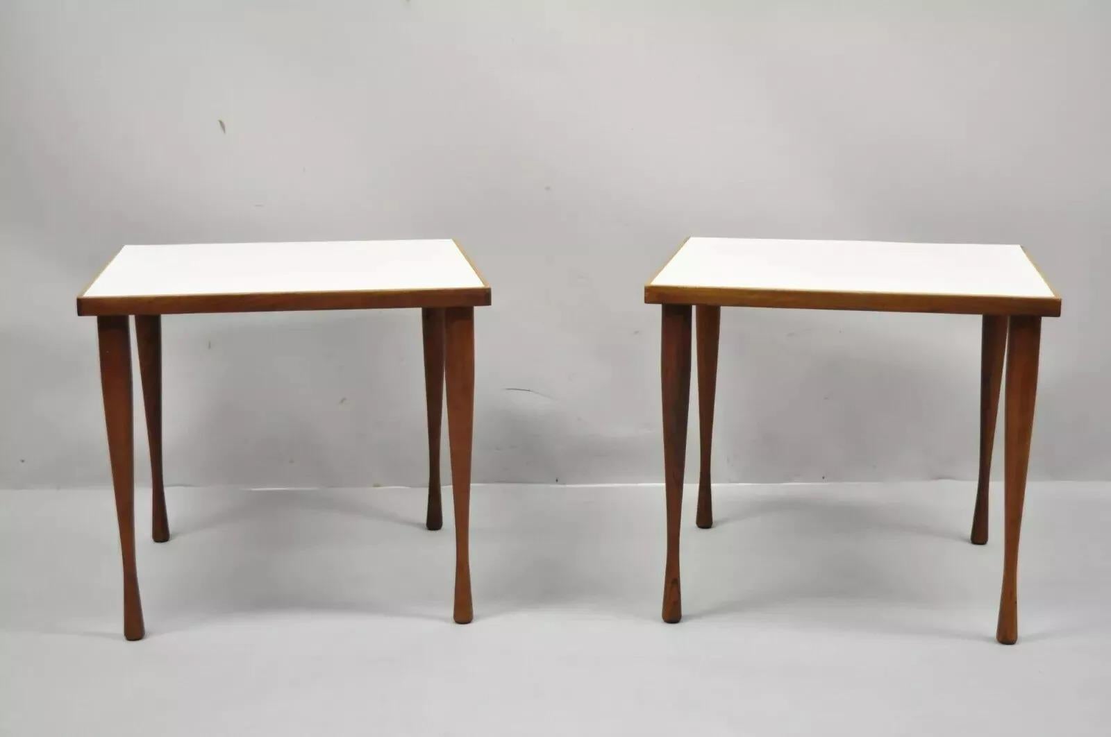Mid-Century Modern Hans C Andersen Danish Mid Century Modern Teak & Formica Snack Side Table - Pair For Sale