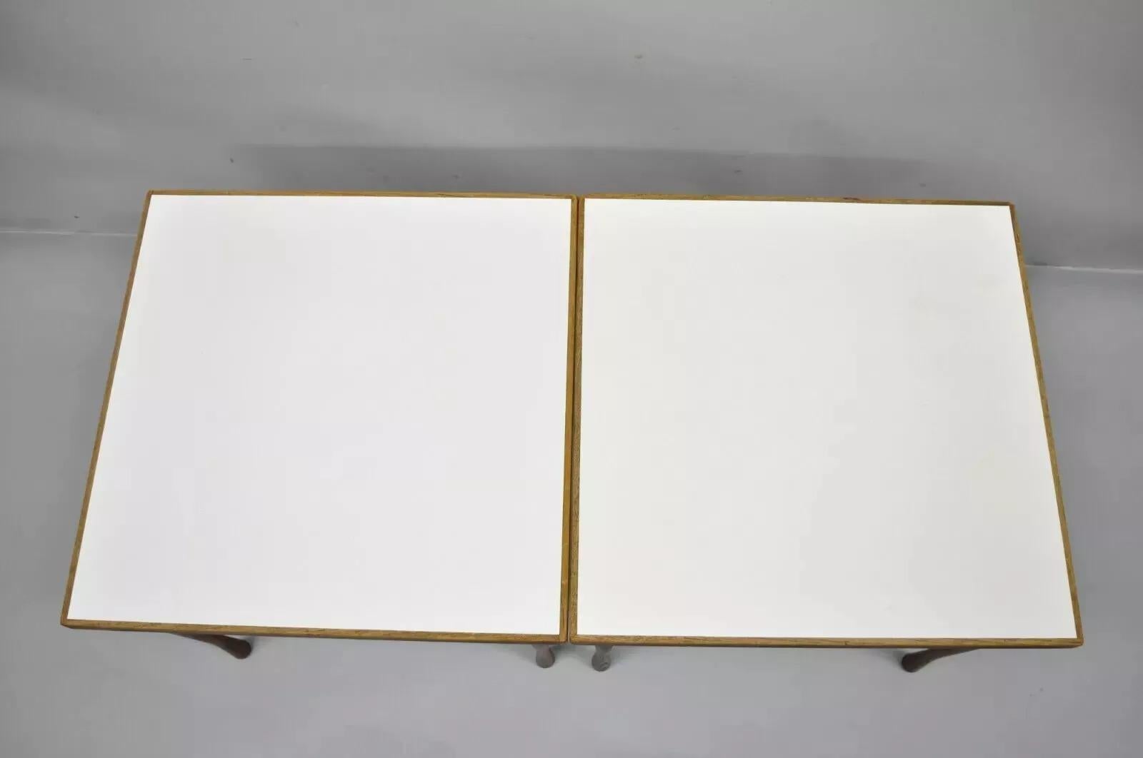 Hans C Andersen Danish Mid Century Modern Teak & Formica Snack Side Table - Pair In Good Condition For Sale In Philadelphia, PA