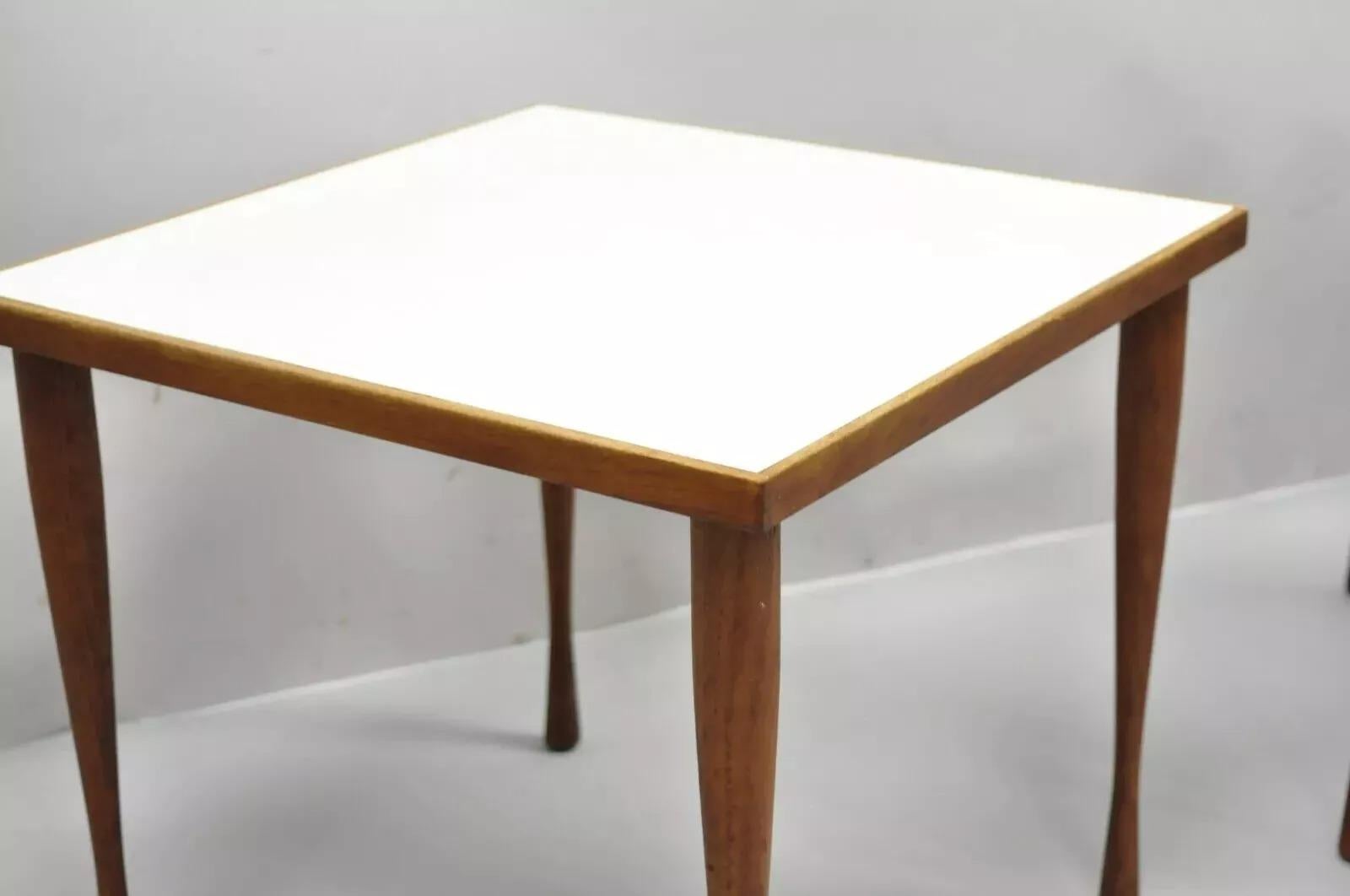 20th Century Hans C Andersen Danish Mid Century Modern Teak & Formica Snack Side Table - Pair For Sale