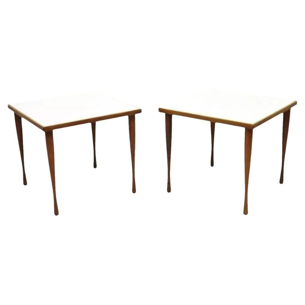 Hans C Andersen Danish Mid Century Modern Teak & Formica Snack Side Table - Pair For Sale