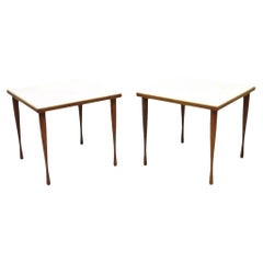 Paire de tables d'appoint danoises modernes du milieu du siècle dernier en teck et formica