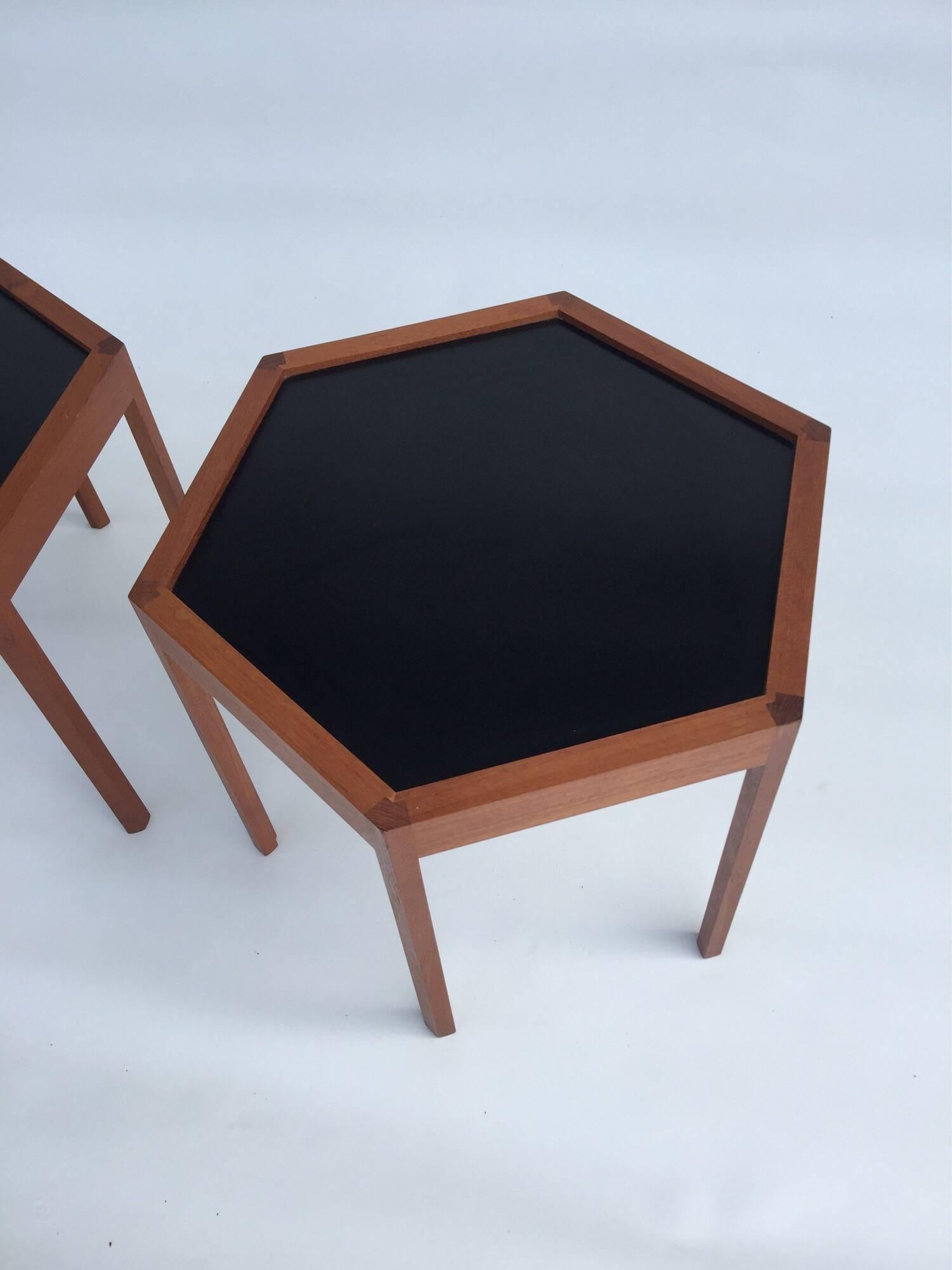 vintage hexagon end table with storage