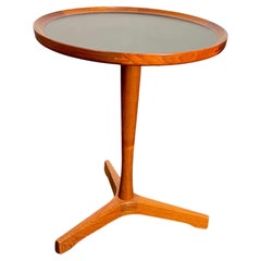 Hans C Andersen Solid Teak Side Table with black top by Artex