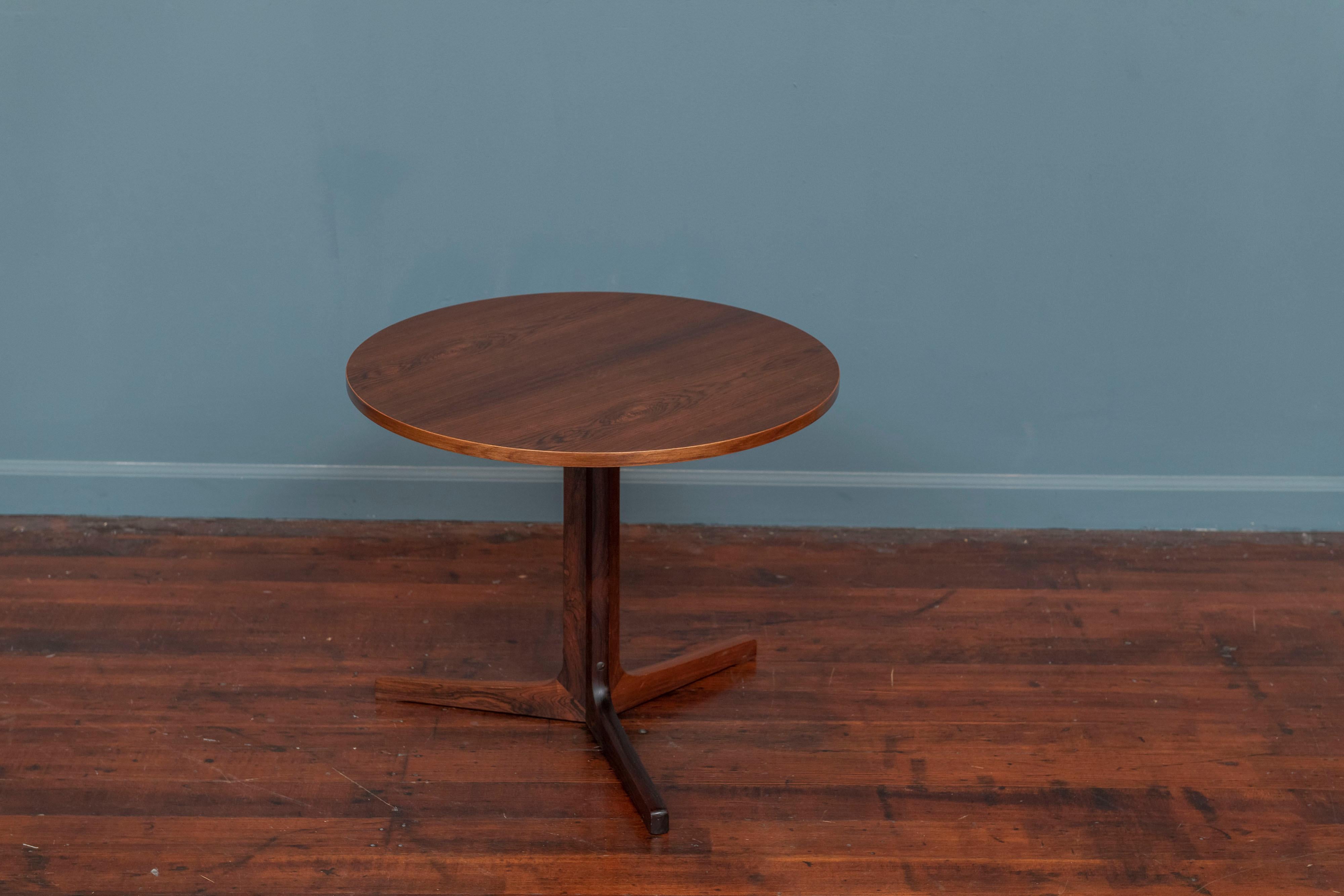 Hans C. Andersen design rosewood side table or small coffee table. Beautiful rosewood grain throughout newly refinished, signed and ready to install.