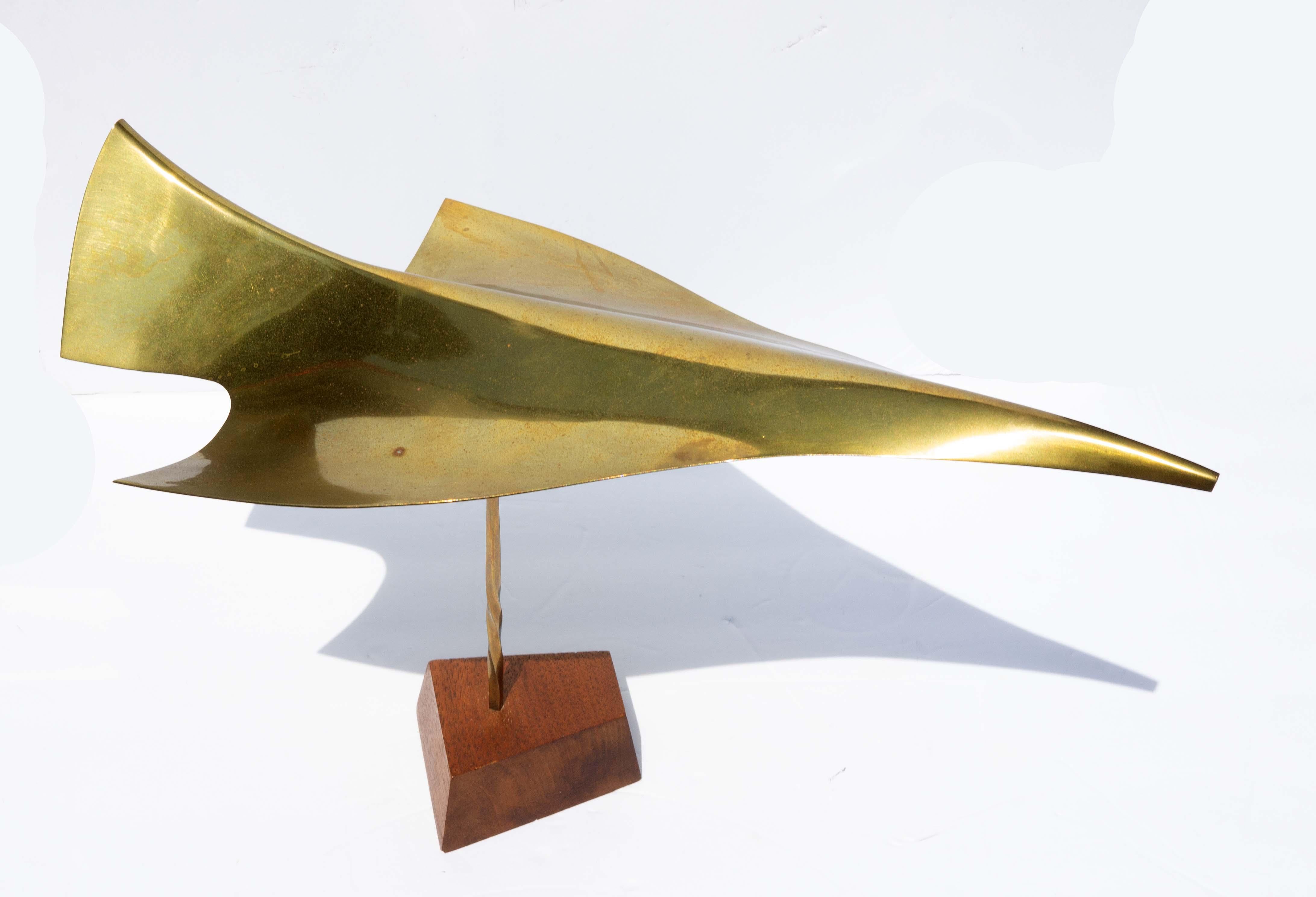 Mid-Century Modern Hans Christensen Hammered Brass Mobile Kinetic Sculpture 