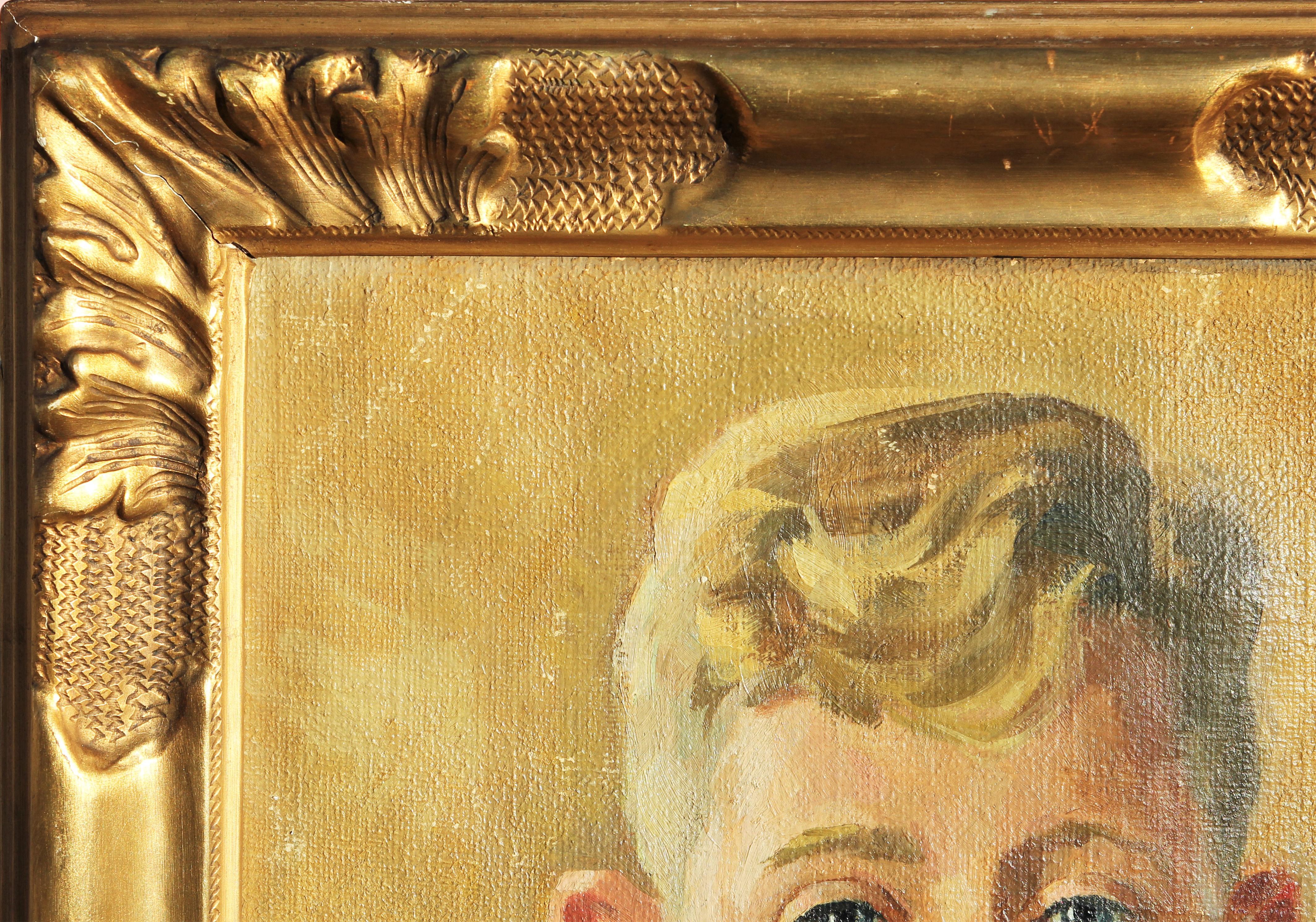 Portrait figuratif impressionniste réaliste d'un garçon aux tons jaunes et bleus en vente 2