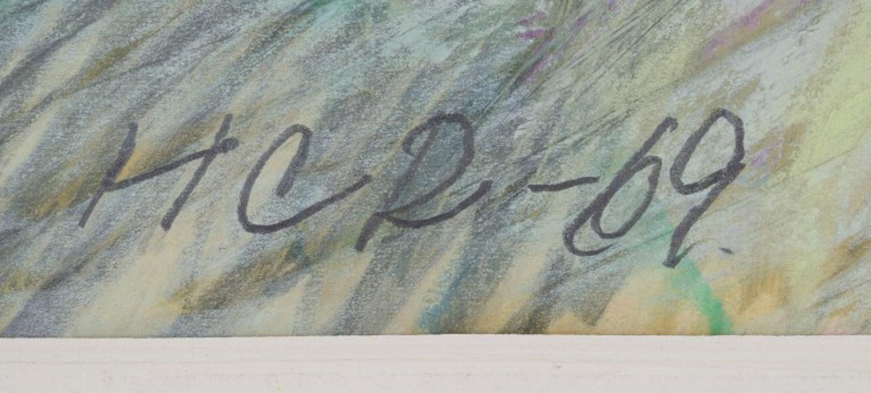Hans Christian Rylander. Farbiger Bleistift auf Papier. Porträt eines Mannes. (Mitte des 20. Jahrhunderts) im Angebot