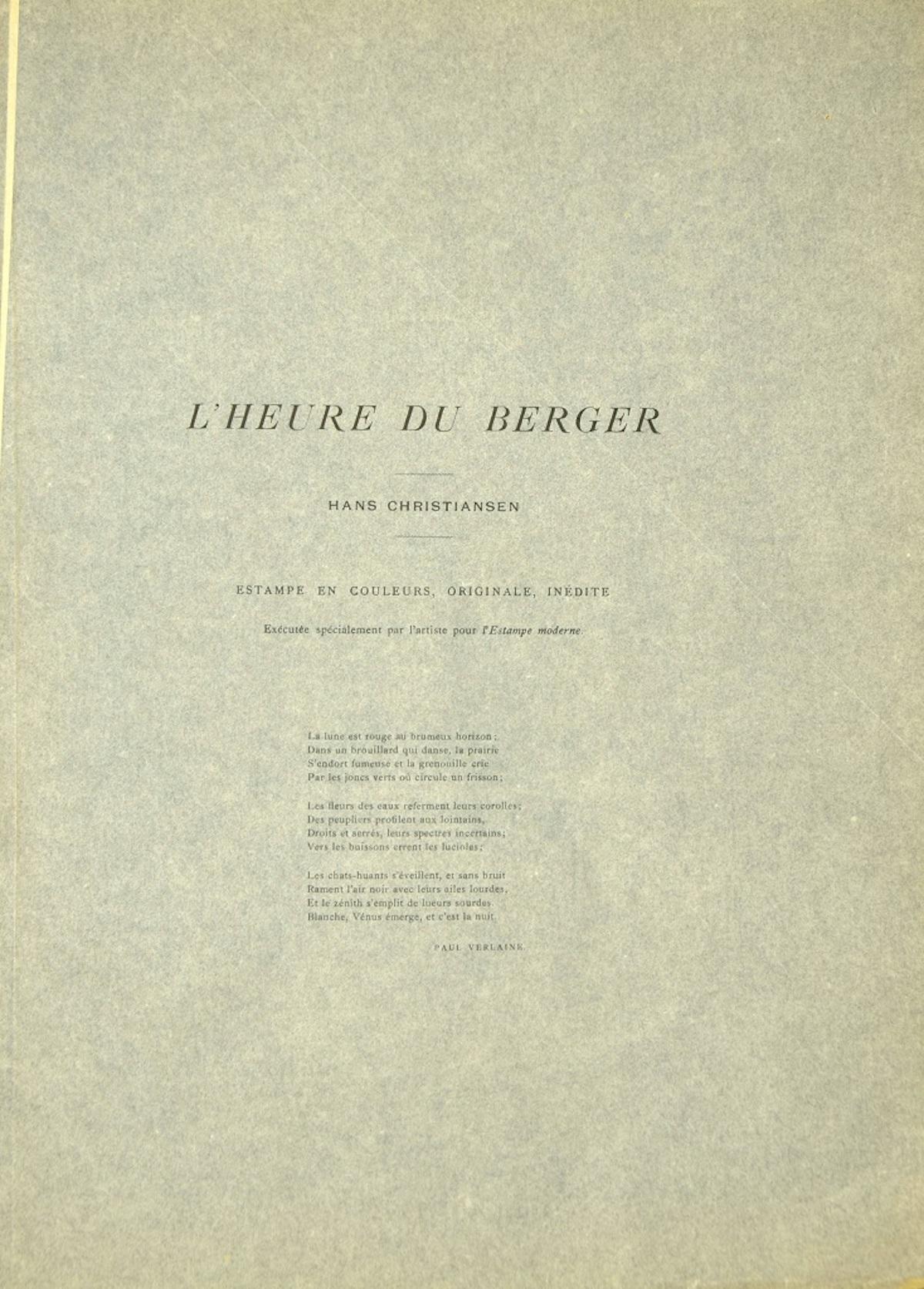 L'heure du Berger  - Original Lithograph - 1898 - Print by Hans Christiansen (b.1866)