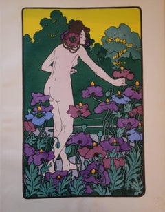 Woman in the Poppies - Original lithograph, 1898
