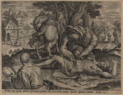 Antique The Good Samaritan - 1585 Old Master Engraving Religious