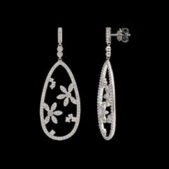Hans D. Kreiger Diamond and 18 Karat White Gold Earrings