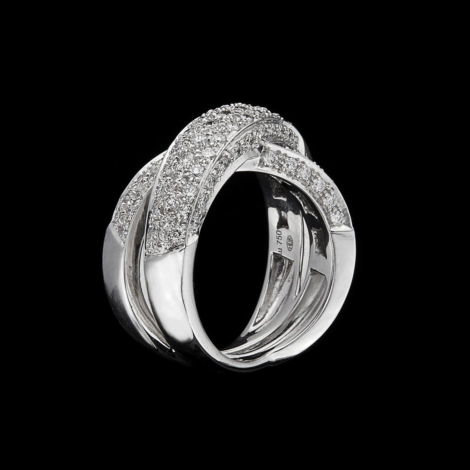 Women's Hans D. Kreiger Diamond and 18 Karat White Gold Ring For Sale