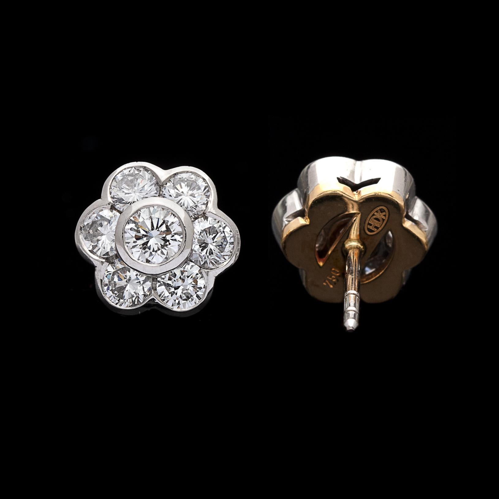 Round Cut Hans D. Kreiger Diamond Stud Earrings