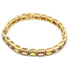 Hans D. Krieger 18 Karat Yellow Gold Peach & Green Apple Sapphire Bracelet