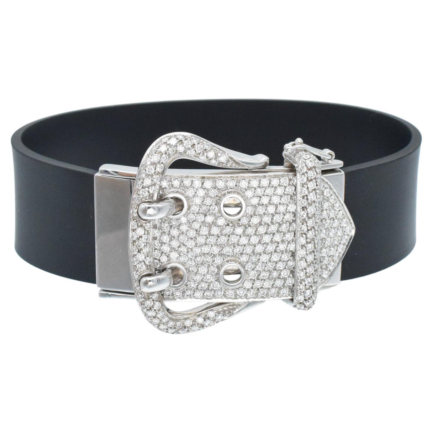 Hans D. Krieger Black Rubber Bracelet ( Hermes Style) with 18k White Gold
