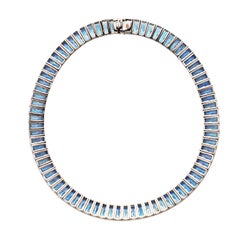 Hans D. Krieger Blue Topaz and 18k White Gold Necklace