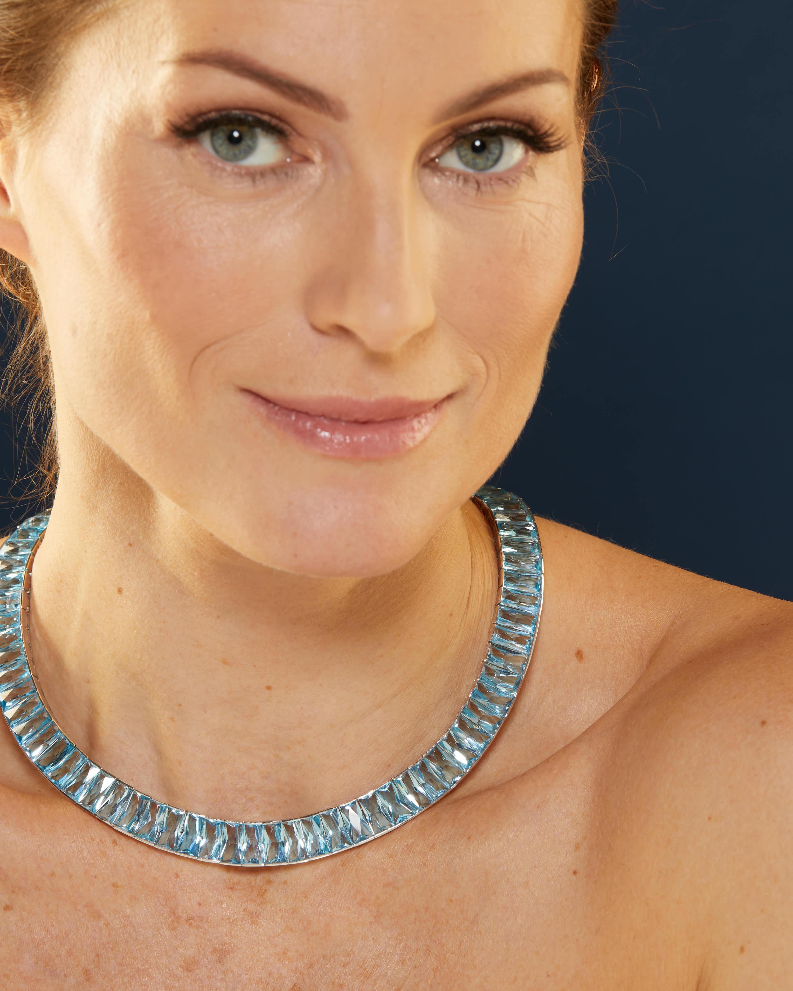 Women's Hans D. Krieger Blue Topaz and 18k White Gold Necklace
