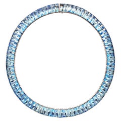 Hans D. A. Krieger Collana in Topazio Blu e Oro Bianco 18k