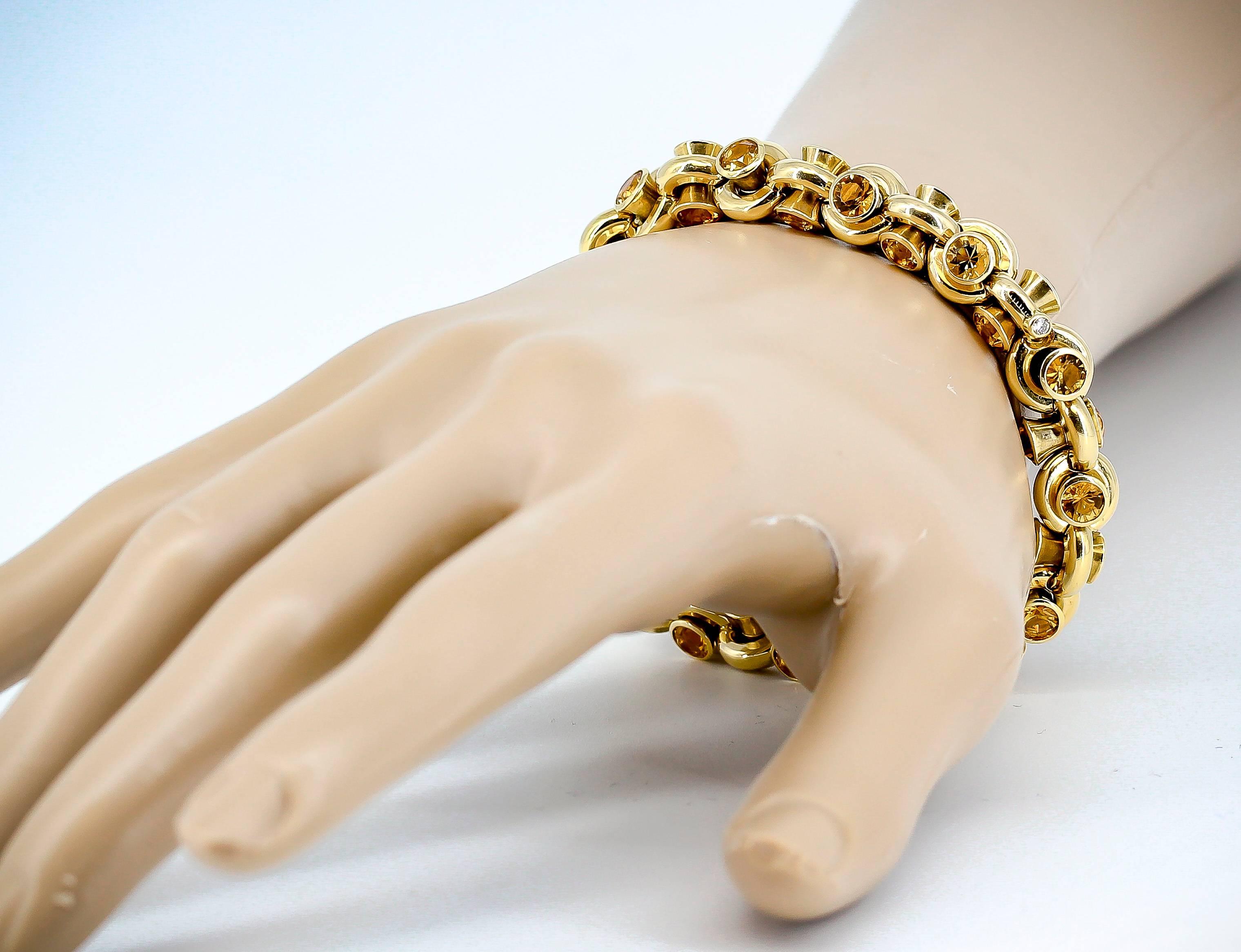 Hans D. Krieger Citrine Diamond and Gold Link Bracelet 1