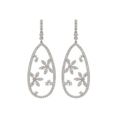 Hans D. Krieger Diamond and 18 Karat White Gold Earrings