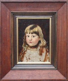 Portrait of a Young Girl - Norwegian 19th century Impressionist art oil painting