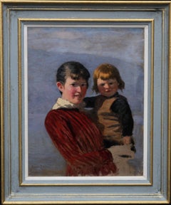 Portrait of Sisters - Norwegian art 19th century Impressionist oil painting