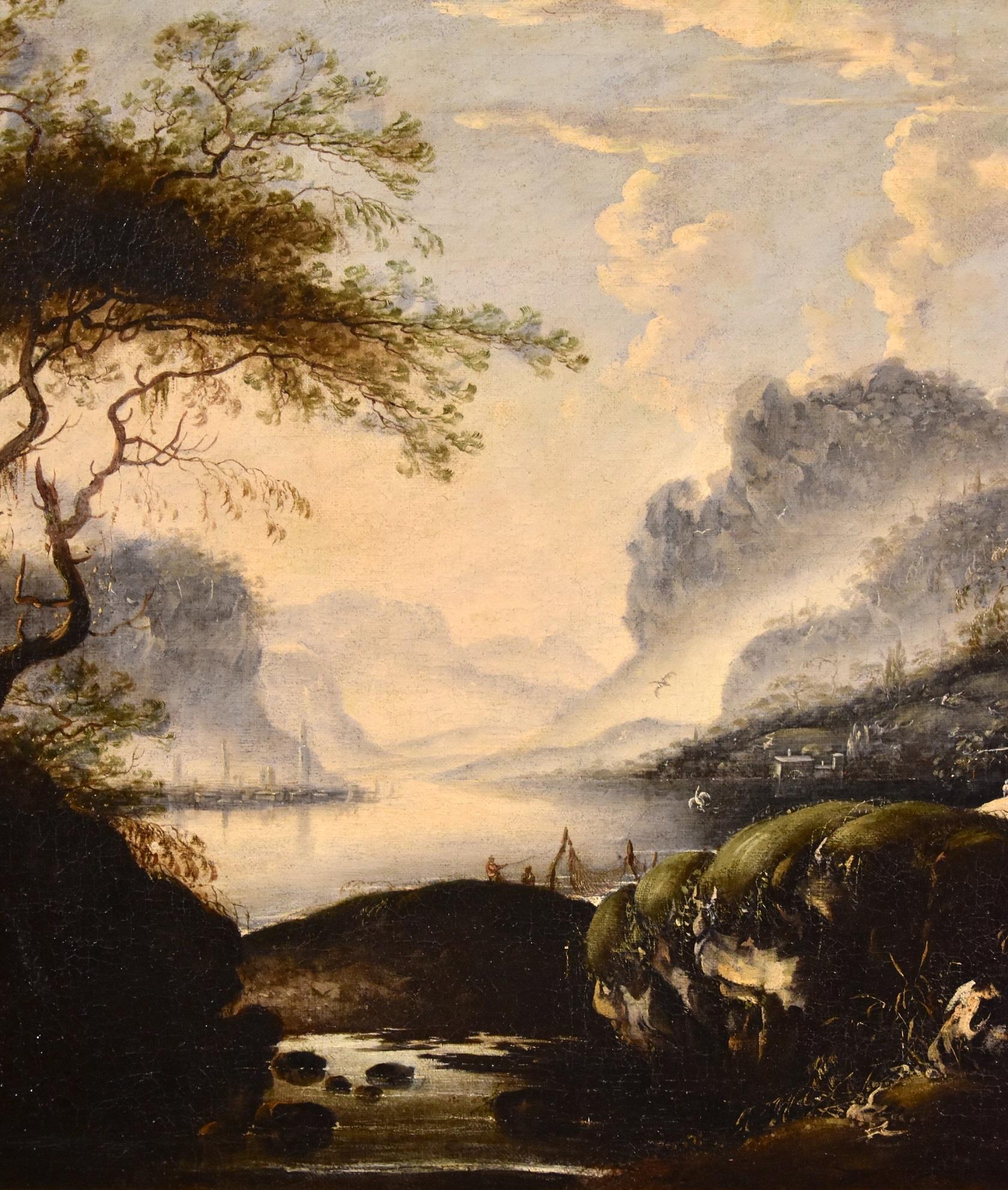 De Jode Winter Landschaftsgemälde Öl auf Leinwand Alter Meister 17. Jahrhundert Flämische Kunst (Beige), Landscape Painting, von Hans de Jode (The Hague, 1630 - Vienna, 1663)