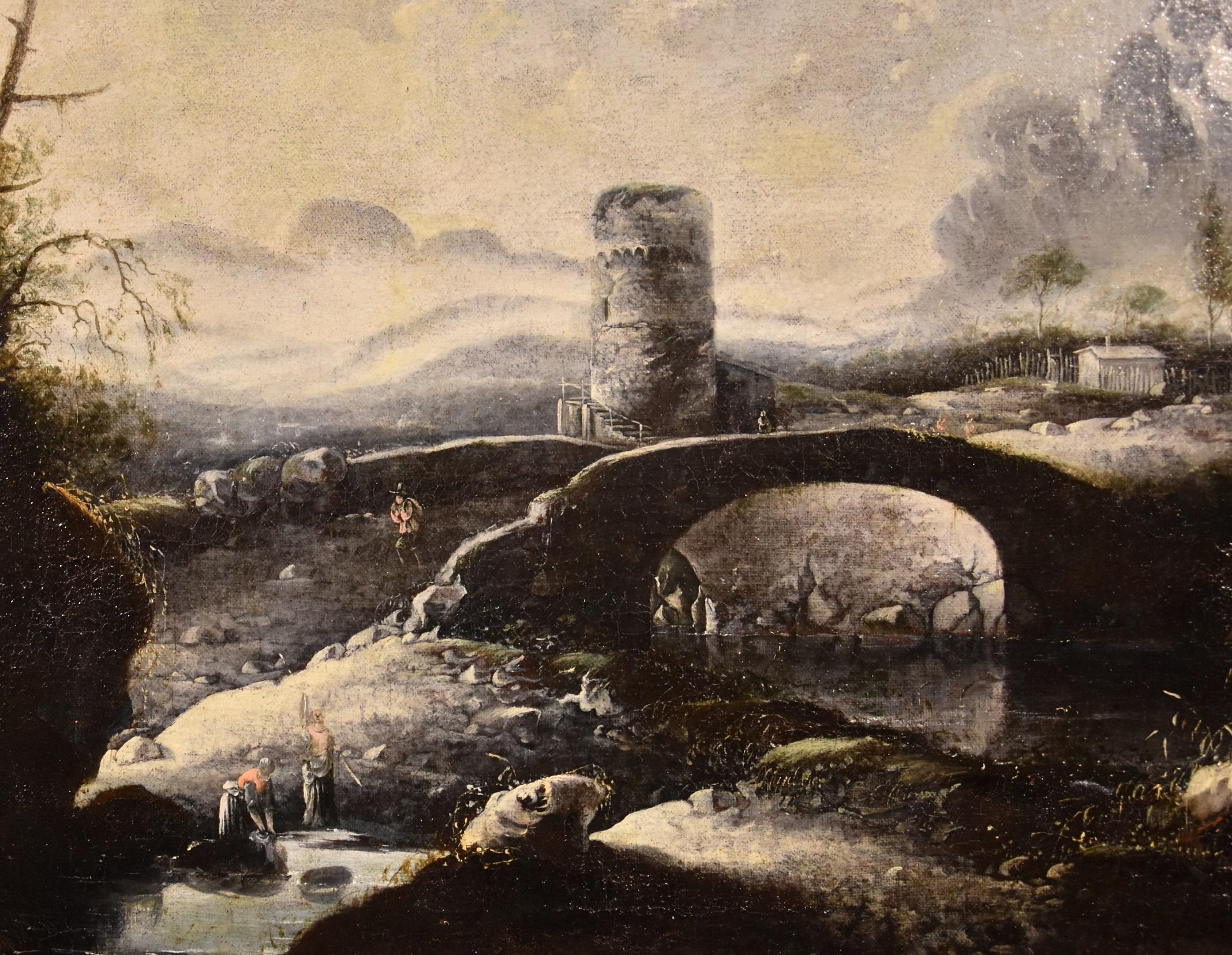 Winter Landscape De Jode Paint Oil on canvas Old master 17th Century Flemish Art For Sale 1