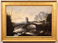 Antique Winter Landscape De Jode Paint Oil on canvas Old master 17th Century Flemish Art