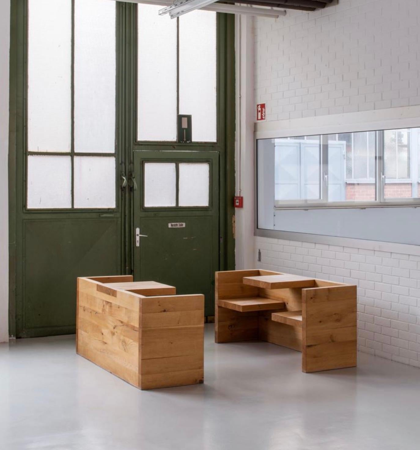 Hans de Pelsmacker 'TAFEL' Table and Bench in Brushed Aluminium for e15 For Sale 1
