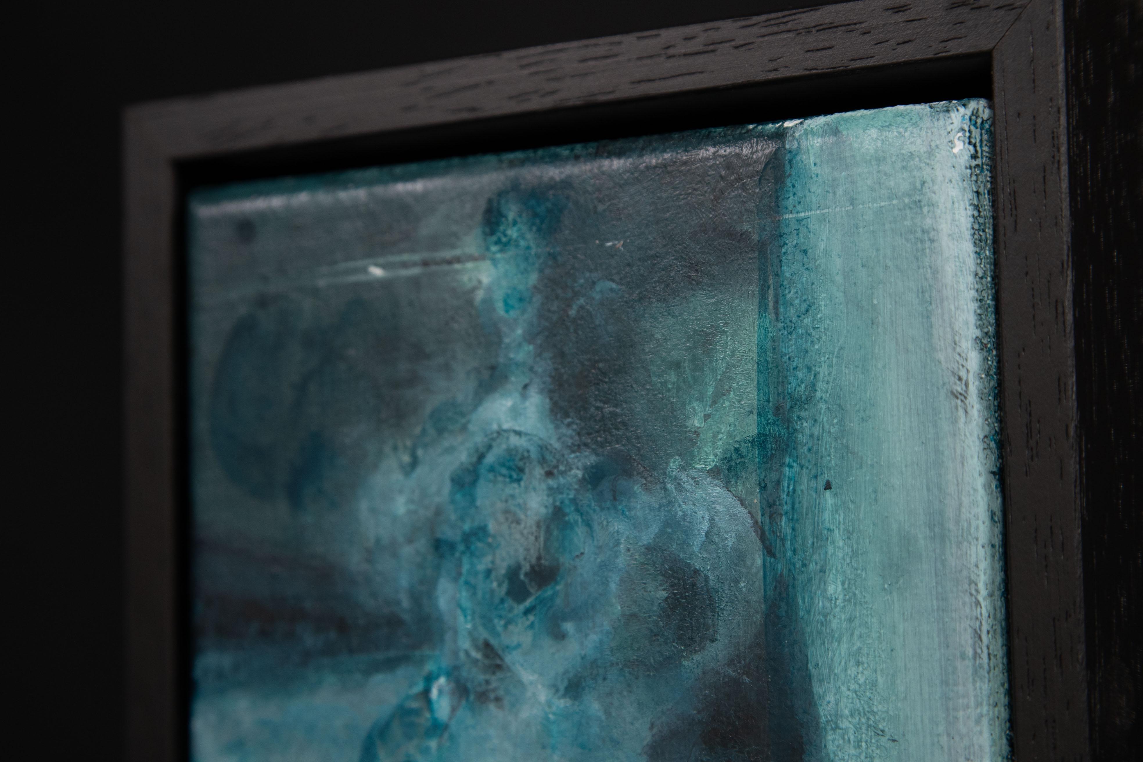 Öl auf Leinwand Gemälde einer nackten Frau in rauchblauer Umgebung von Hans Defer, Öl im Angebot 5