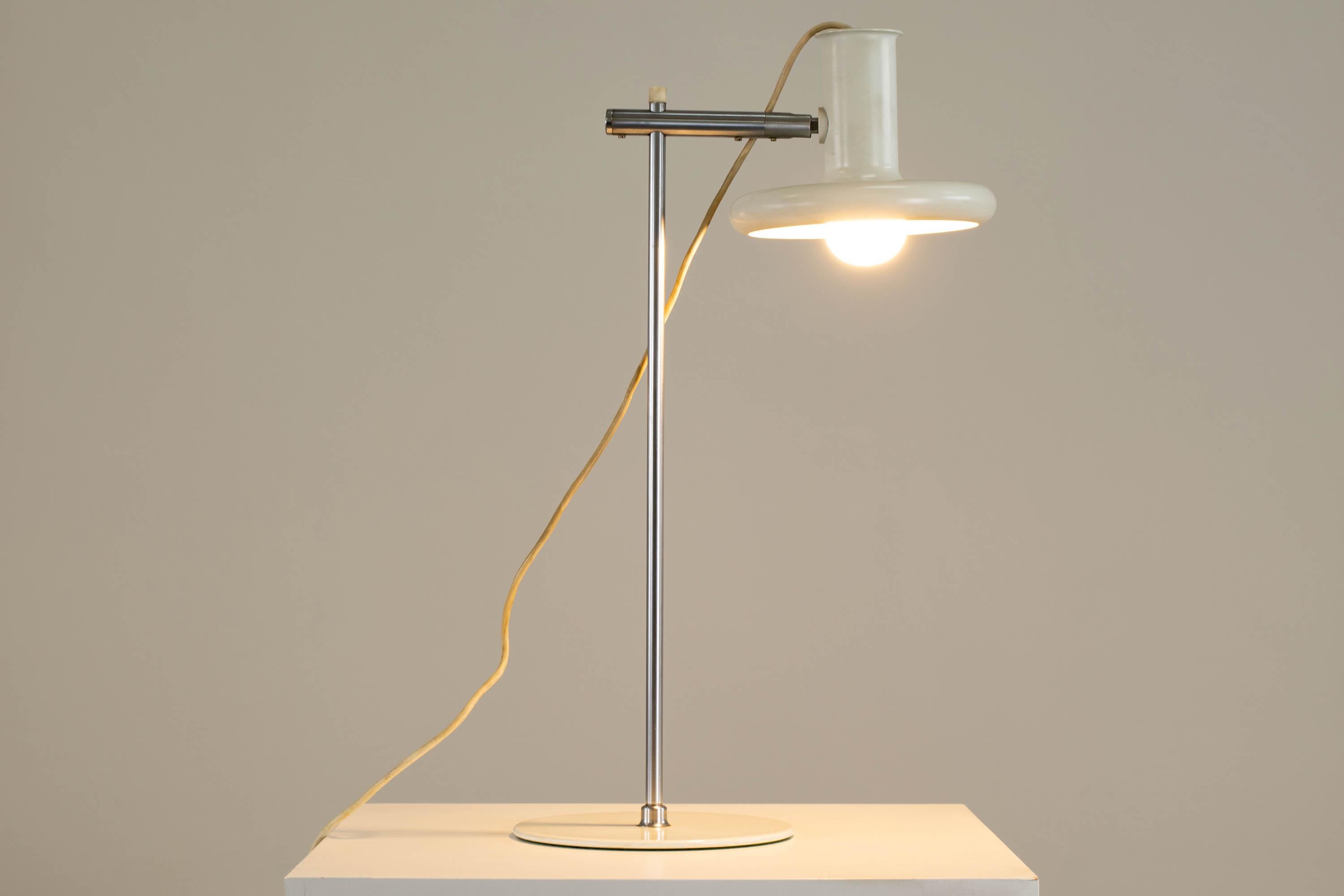 Danish Hans Due Set of Two White Table Lamps Optima 2 for Fog & Mørup 1970s