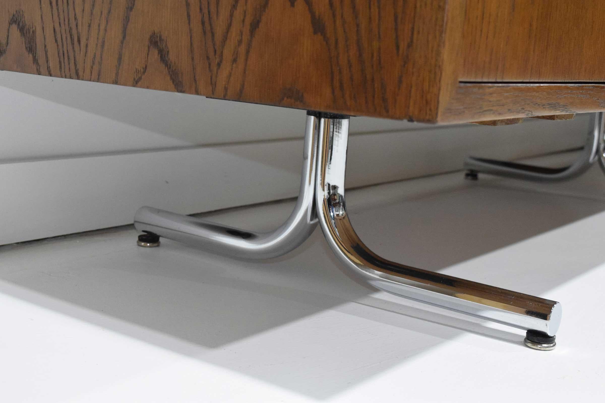 Hans Eichenberger for Stendig Oak Credenza with Stylized Chrome Legs 1