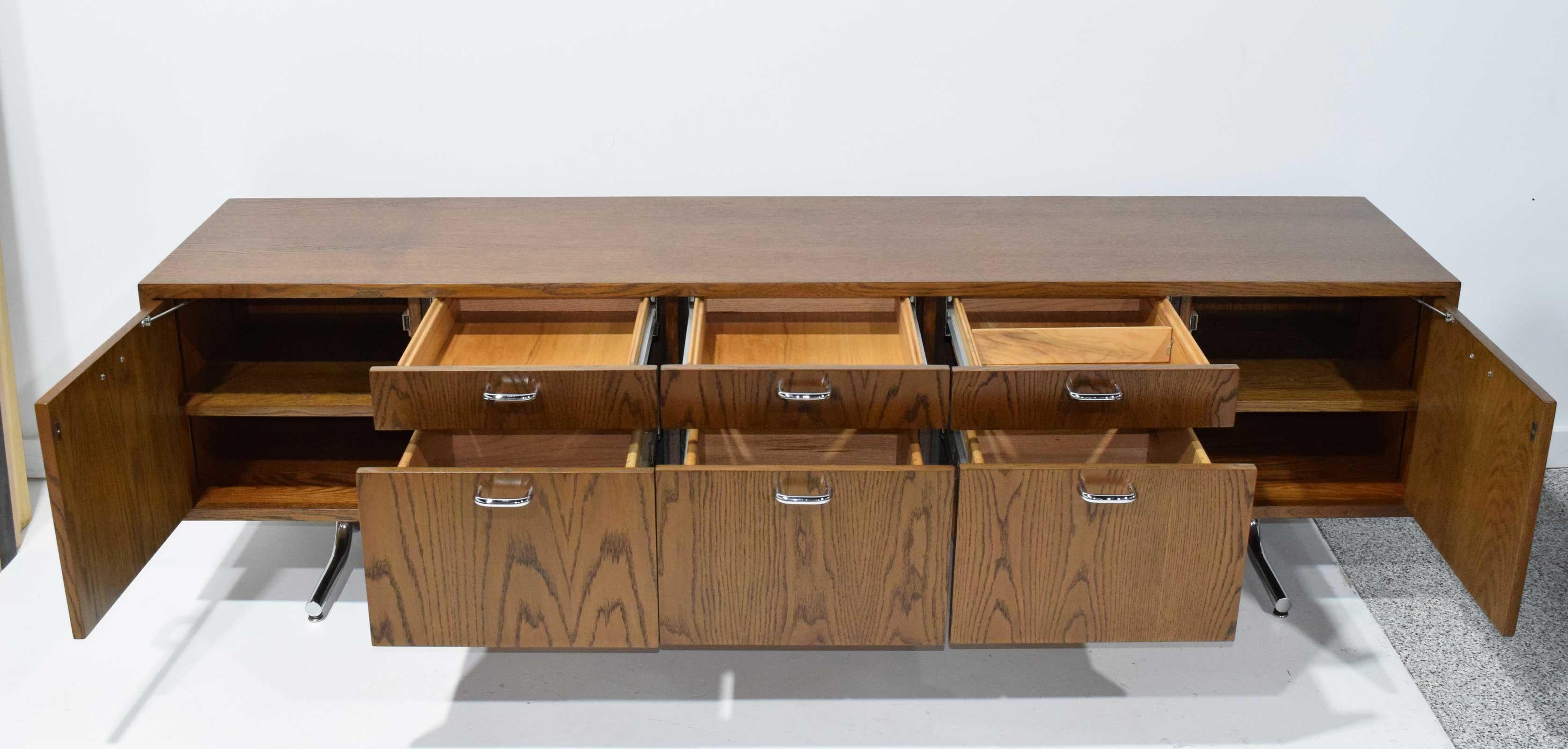 Hans Eichenberger for Stendig Oak Credenza with Stylized Chrome Legs 2