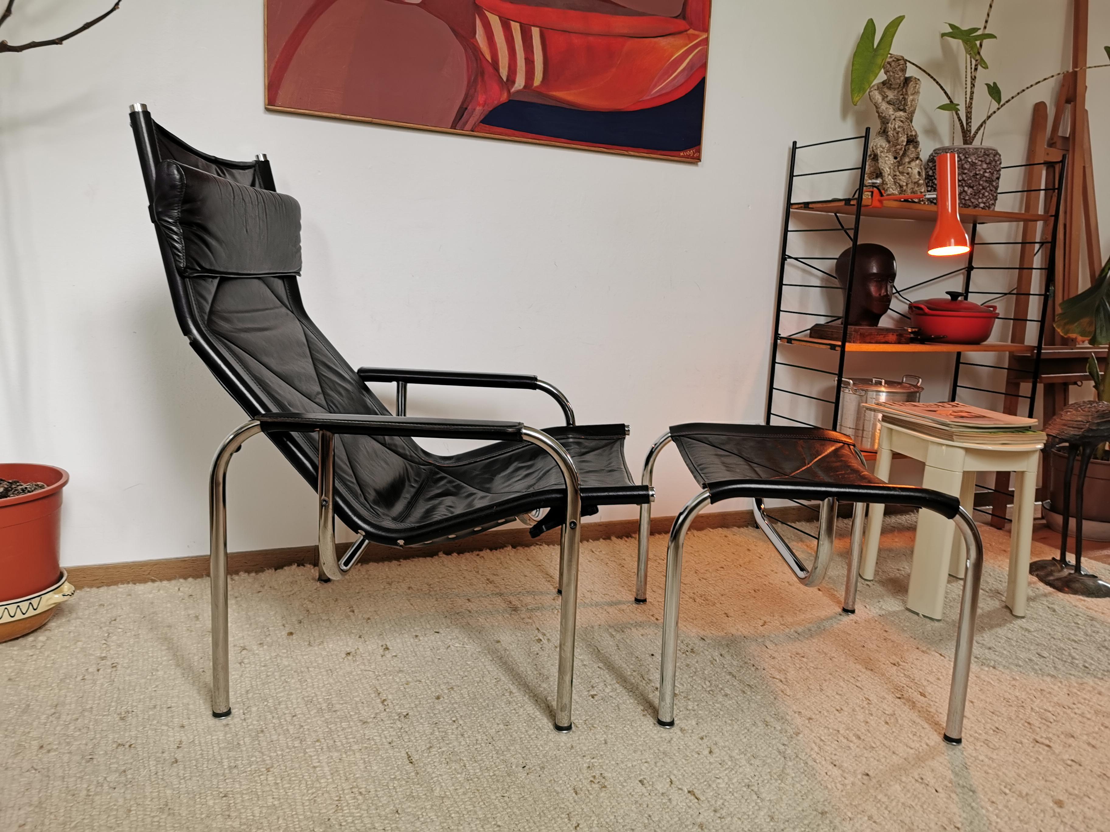 Hans Eichenberger Chair Strässle switzerland design loungechair Ottoman  For Sale 5