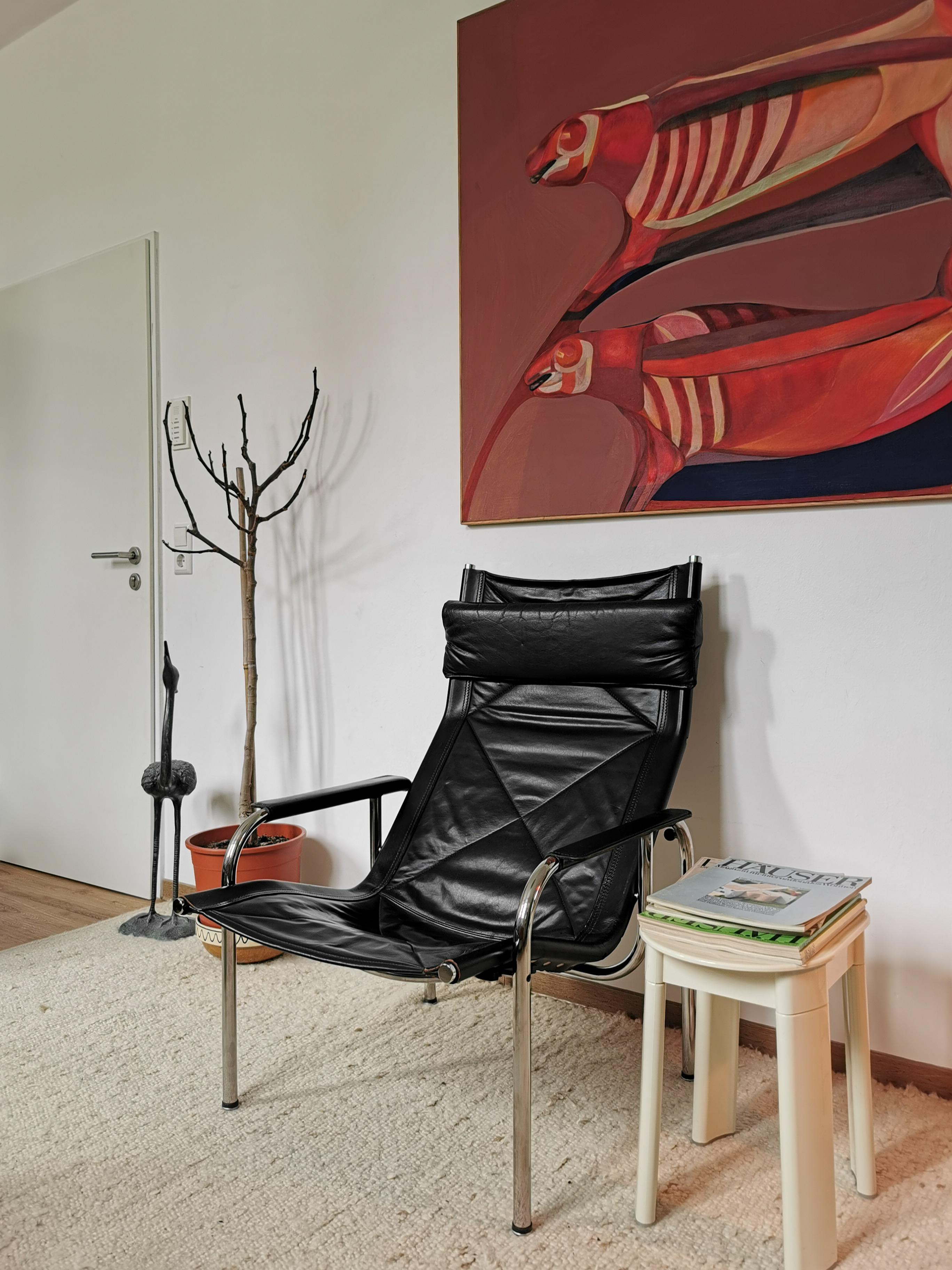 Swiss Hans Eichenberger Chair Strässle switzerland design loungechair Ottoman  For Sale