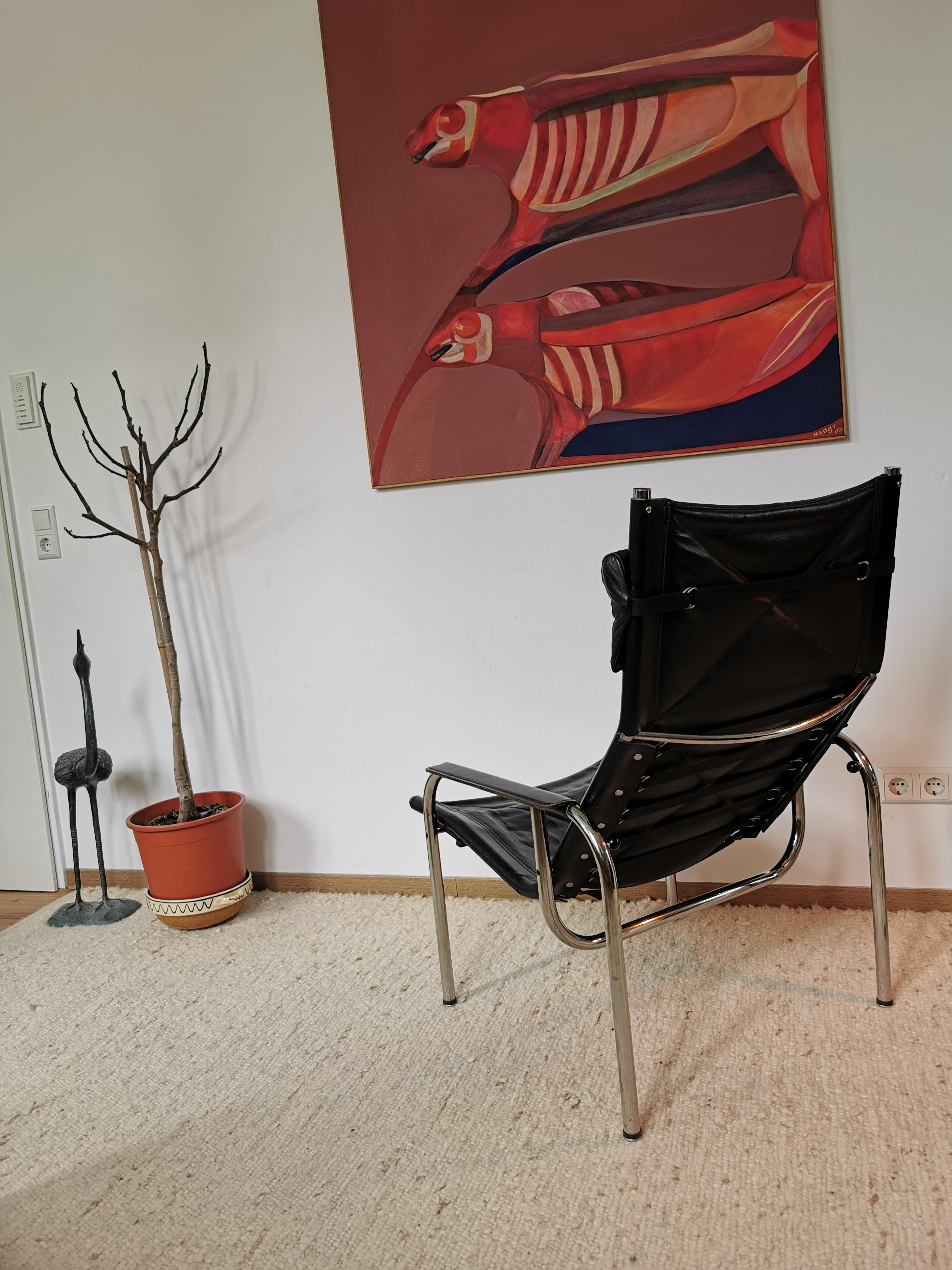 Hans Eichenberger Chair Strässle switzerland design loungechair Ottoman  In Good Condition For Sale In Uetze, NI