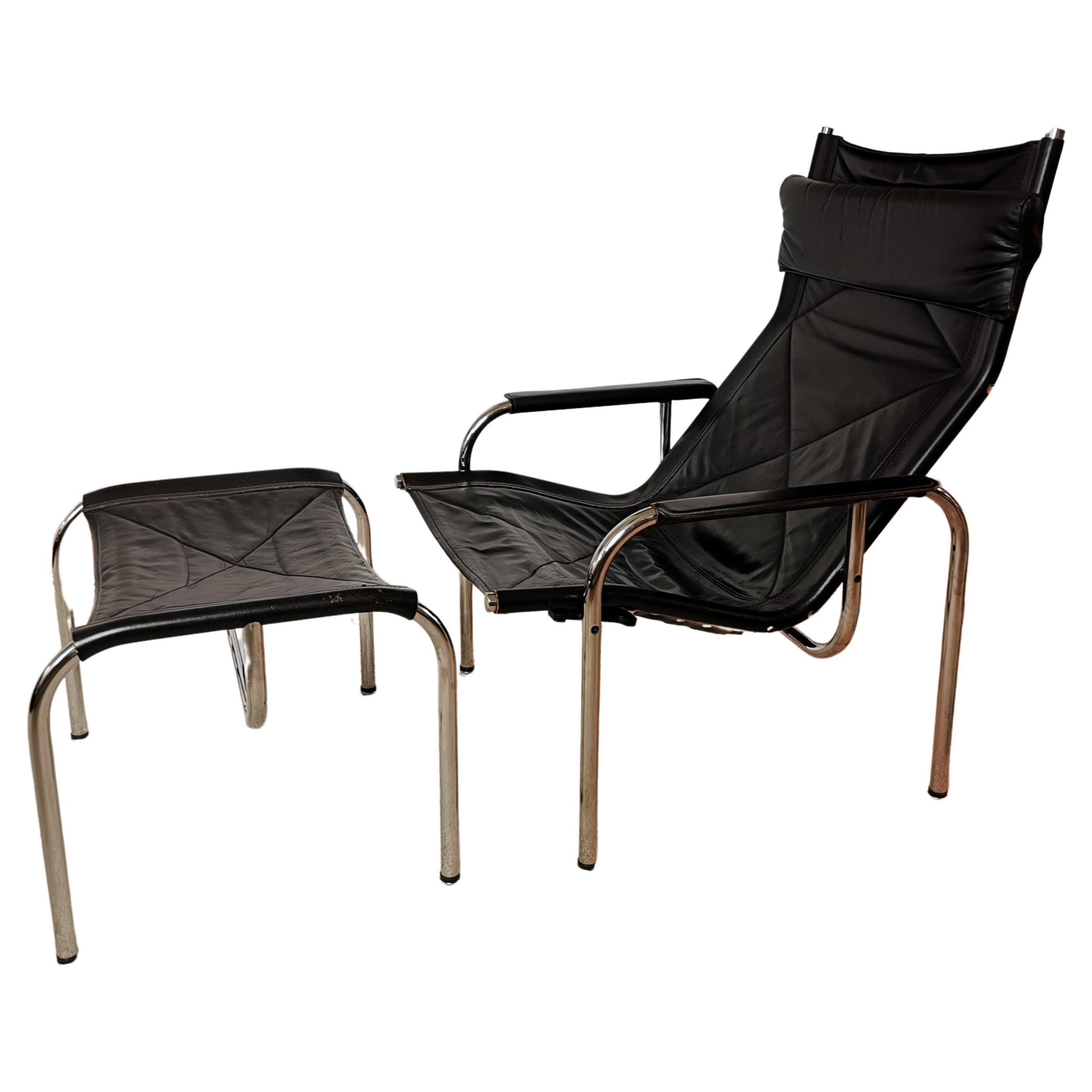 Hans Eichenberger Chair Strässle switzerland design loungechair Ottoman  For Sale