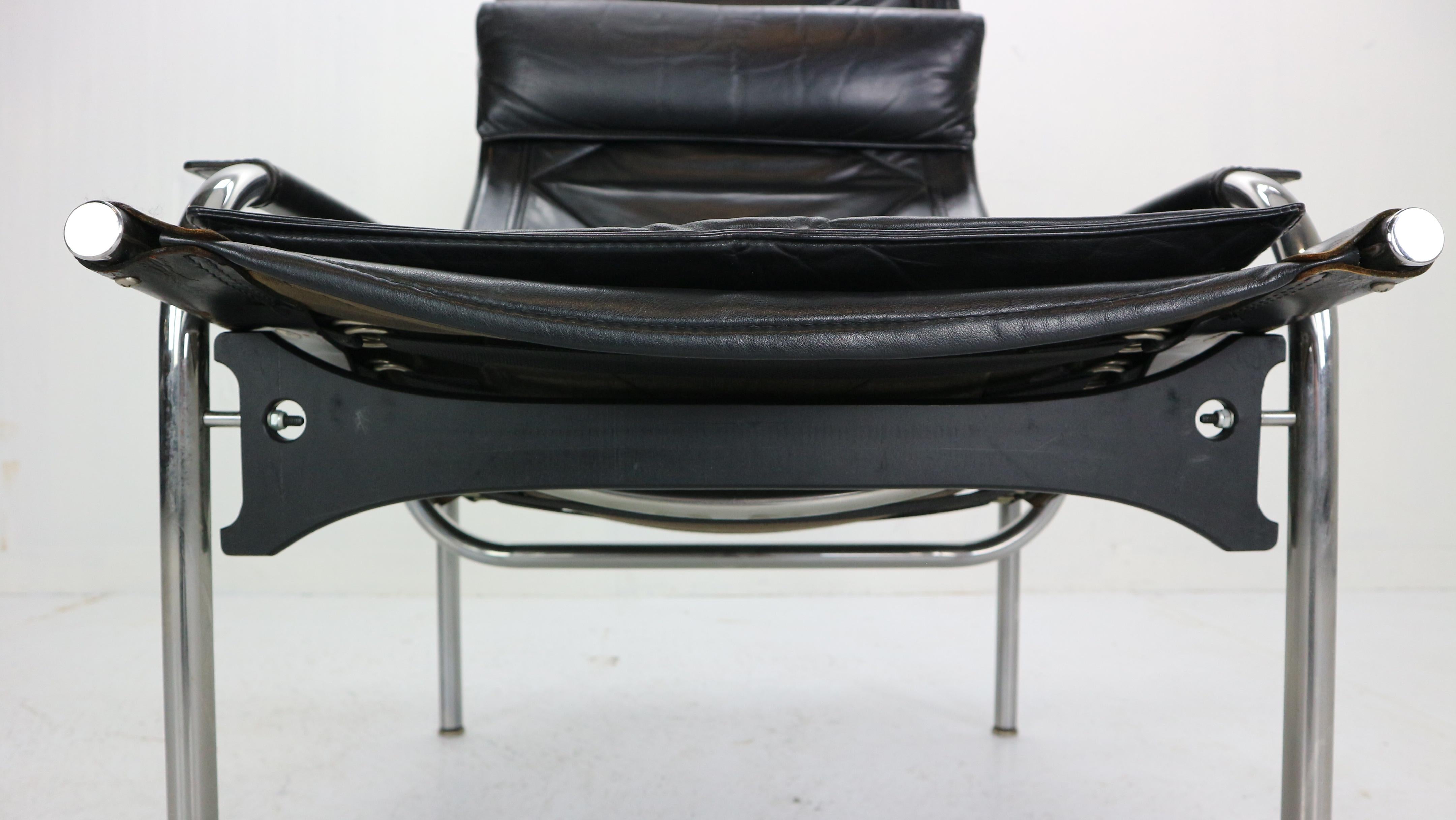 Hans Eichenberger Chrome and Leather Easy Chair for Strassle, 1978 Switzerland 8