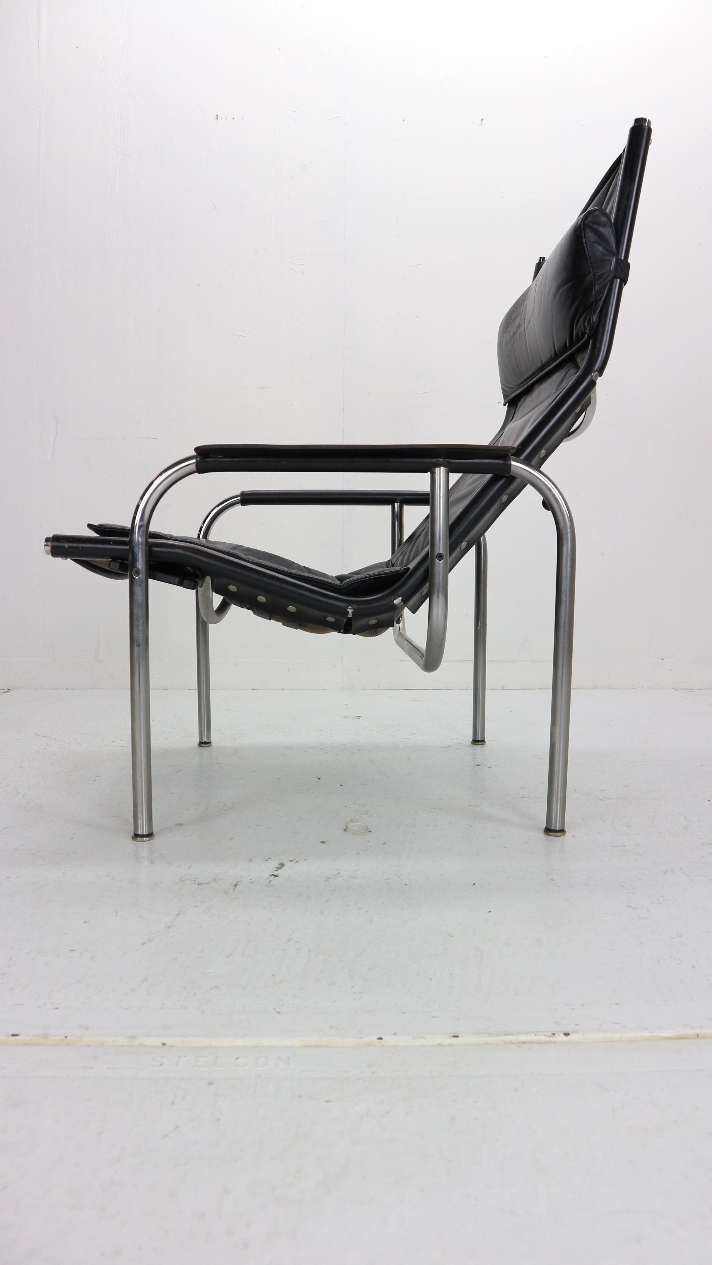 Late 20th Century Hans Eichenberger Chrome and Leather Easy Chair for Strassle, 1978 Switzerland